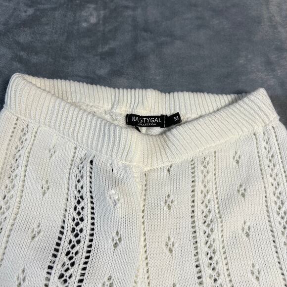 Nasty Gal High Rise Crochet Pointelle Knit Flare Pants Size M NEW Festival Boho - Picture 7 of 14